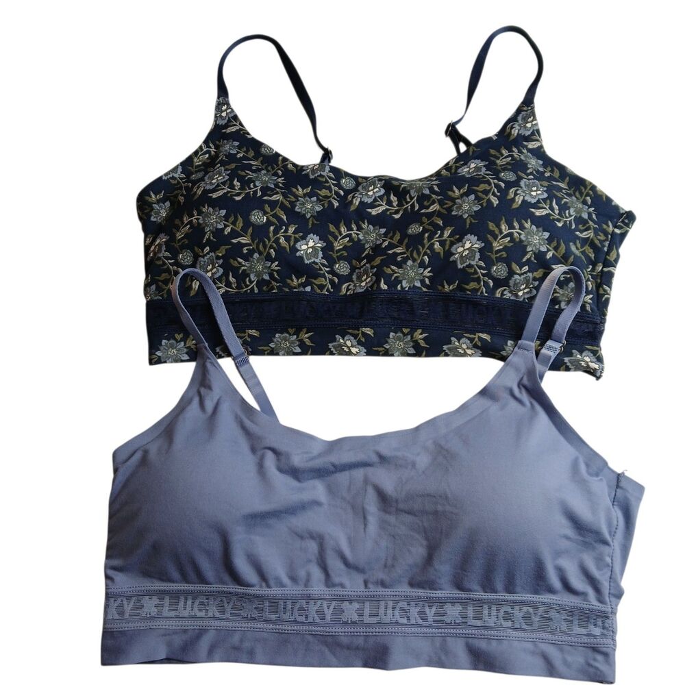 Lucky Brand Lot Sports Bra Adjustable Strap Wireless Floral  Bralette Size XL